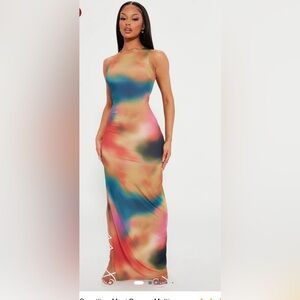 Fashion Nova Vibrant Tie-Dye Maxi Dress